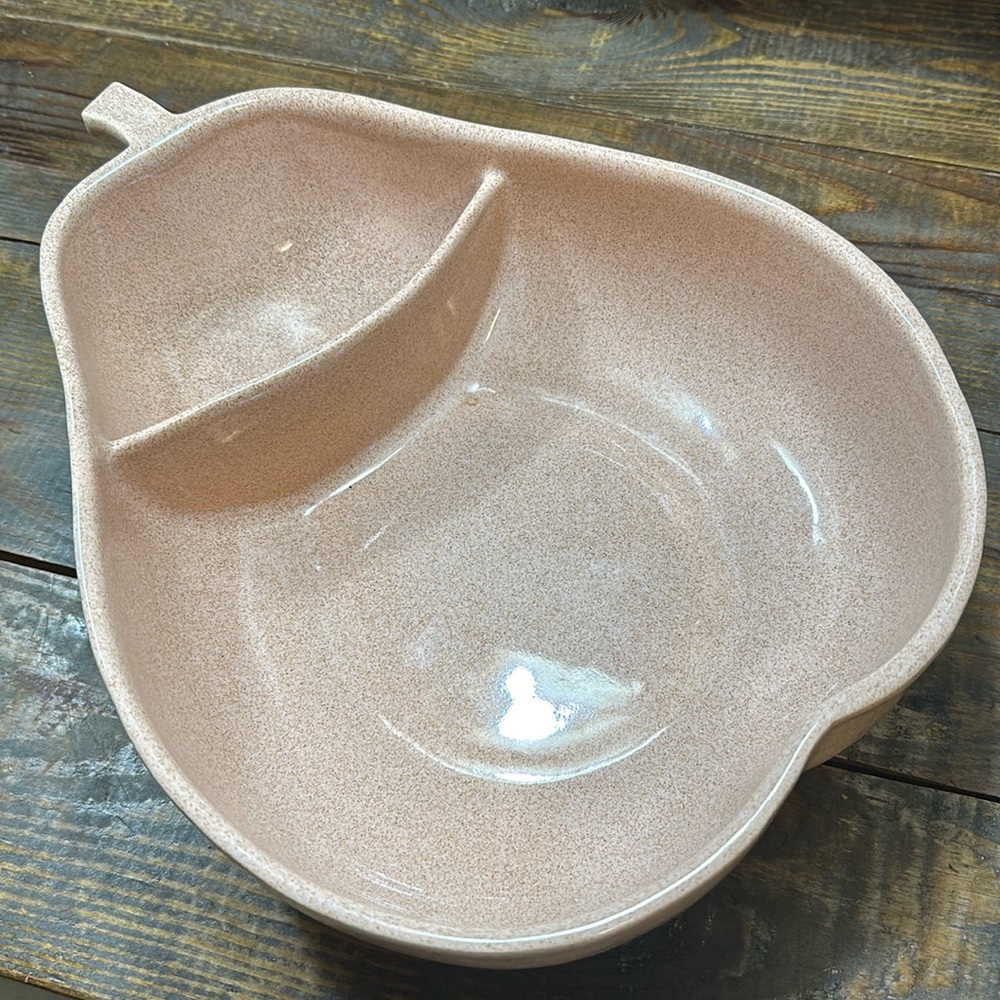 Pfaltzgraff Vintage 1950’s pottery divided serving bowl in the shape of a pear